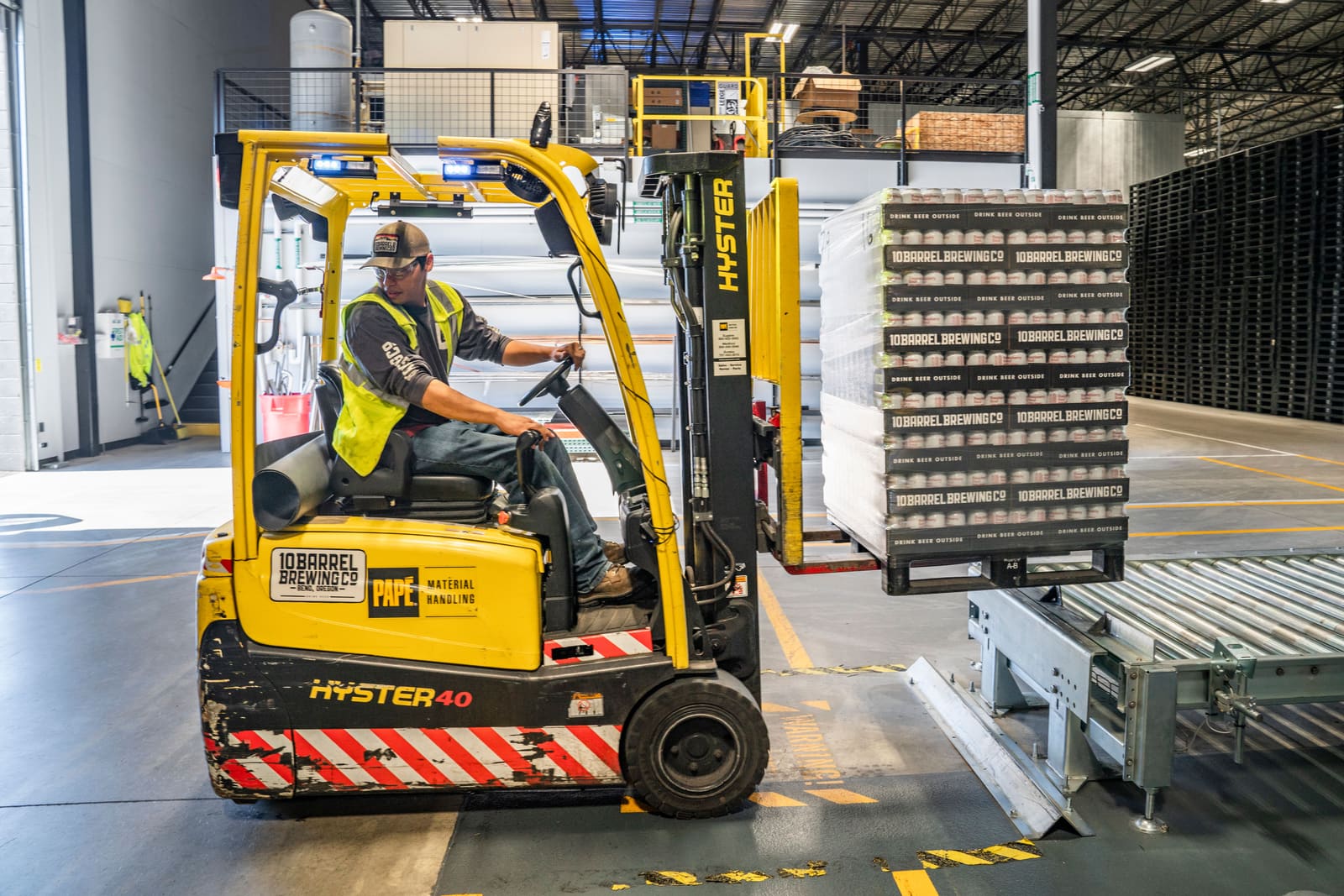 Warehouse loading dock with palletized freight